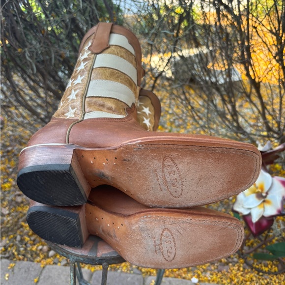 J.B. Dillon Western cowboy brown leather boots American flag 9 b - Picture 2 of 10